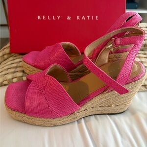 Kelly & Katie Pink Wedge Sandals